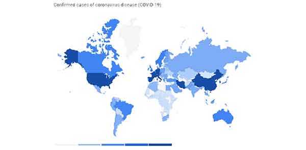 Casos confirmados de doença por coronavírus (COVID-19) - Google Map